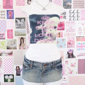 2010s keep calm love dogs graphic tank top ribbed size S/M